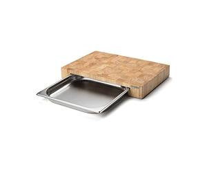 Continenta End Grain Chopping Board with Drawer Stainless Steel Dimensions: 39 X 27 X 6 Cm