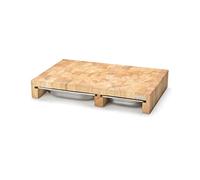 Continenta Rubber Tree Forehead Wood Cutting Board with 3 Stainless-Steel Drawers, Multi Colour, One Size