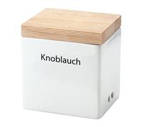 Continenta Storage Box Ceramic Small, Wood, White / brown, 14 x 12 x 15.5 cm