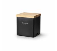 Continenta storage box with wooden lid, storage box ceramic black 18x15.5x20.5cm