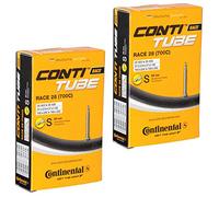 Continental Race 28 700 x 20-25c Road Bike Inner Tubes - 60mm Presta Valve (Pair) - with Ano Adapters, Black