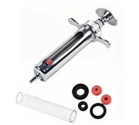 Continuous Adjustable Veterinary Injection 10ml 20 ml 30ml 50ml 100ml Stainless Steel Syringe for Livestock Pig Cow Sheep(A-50ml)