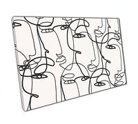 Continuous Line Drawing Faces Minimalist Canvas Wall Art Print On Canvas Picture For Home Office Decor 61x41cm (24x16In)