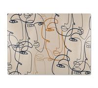 Continuous line drawing of faces Designer Glass Chopping Board Benjamin Tate Design Natural One Size