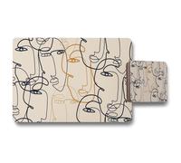 continuous line drawing of faces placemat coaster set Benjamin Tate Design Natural One Size