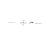 Continuous line Drawing of Word Coffee time one line Minimalist Frame of Coffee Concept Wall Vinyl Sticker Decor 14x95.9cm Car Body Decoration Black