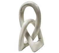 Continuous Looped Entwined Love Knot Sculpture Unique Modern Contemporary Décor Hand-Crafted Soapstone Artisans of Kenya Genuine Human Hands Precious Gift (6 Inch, Natural)