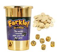 Continuum Games Farkle Go 4 Gold Dice Game, Fun Family & Party Dice Game, Push Your Luck, Win Gold Coins, Includes Dice Set & Score Sheets, for 2+ Players, Ages 8+, Easy to Learn & Quick to Play