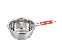 Contiup Stainless Steel Long-Handle Colander Perforated Metal Colander Strainer Stell Silver Sieve Sifters Use for Kitchen Food Pasta Noodles Spaghetti Vegetables Silver - 7.9inch