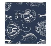 Contour Antibac Into The Deep Navy Wallpaper | Paste The Wall Application | Navy Animal | Eco-Friendly