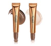 Contour Beauty Wand Liquid Face Concealer Contouring with Cushion Applicator, High Coverage Natural Matte Finish Highlighter Bronzer Stick Super Silky Cream Face Blush Illuminator Makeup Stick (01&04)