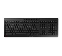 CHERRY STREAM KEYBOARD WIRELESS, Cordless Keyboard, UK Layout (QWERTY), 2.4 GHz RF, Quiet Keys, Flat Design, Battery-Operated, Black