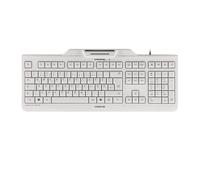 CHERRY KC 1000 SC, Wired Security Keyboard with Integrated Card Reader, German Layout (QWERTZ), Plug & Play (USB-A), Flat Design, White-Grey