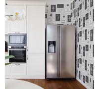 Contour Framed Quotes Wallpaper - Black & White Washable - 10m
