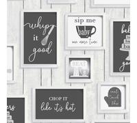 CONTOUR FRAMED QUOTES BLACK / WHITE WALLPAPER, Black