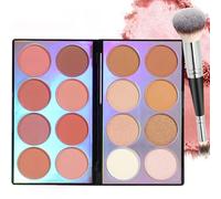Contour-Highlight-Blush Palette, 3-in-1 Makeup with Contour Blush with Brush, Bronzer Pressed Powder Makeup Palette, Highlighter Make-up