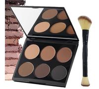 Contour&Highlight Powder Contour Set, 6 Blendable Matte Shades Makeup Palette With Double-head Brush All-Day Wear Sculpts Smooth Natural Matte Finish Brightens Light/Medium For Highlighter/Blending