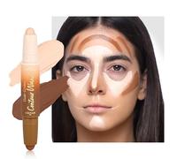 Contour Highlighter Stick，2-in-1 Dual-Ended Cream Bronzer & Highlighter Sticks Pen for Face Body Contouring Makeup- Buildable，Waterproof, Easy to Apply Suitable for Beginners，02Nude + Light Beige