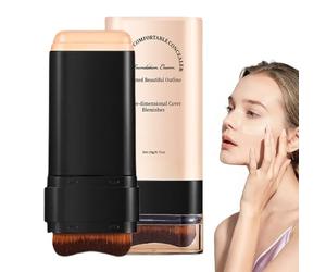 Contour Makeup Stick - Matte Complexion Sculptor, Cream Face Shaping Tool | Natural Tone Coverage Finish Creation System Brush Equipped Application Wand Assembly Set for Seasonal Events