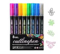 Contour Marker - Dual Line Contour Marker, Highly Pigmented Marker Super Wavy Lines for Greeting Cards Draw Colors on Metal, Wood, Ceramics |