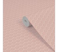 Contour Pink Tile Effect Smooth Wallpaper