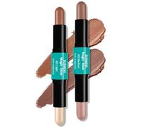 Contour Stick, 2Pcs Dual-Ended Highlighter Makeup Pen & Contouring Stick for Face Shaping, Long Lasting Waterproof Cream Bronzer & Highlight Sticks Make Up Kit for All Skin Tones(01# + 03#)