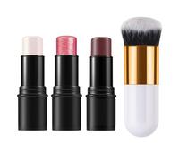 Contour Stick, Highlighter Makeup, Contour Highlighter Blush Sticks with Brush, Cream Bronzer Contour Stick Kit for Cheeks Eyes Lips, Long Lasting Waterproof Smooth Multi Stick Face Makeup Set,3 Pack