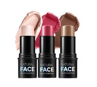 Contour Stick with Highlighter, Bronzer and Blush Shades, a Non-Greasy, Waterproof Contour Stick That Effortlessly Contours the Face with a Light Touch (B, 3PCS)