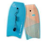 CONTOUR SURF 39 inch Bodyboard for Beach - Lightweight Durable Body Board with EPS Core, Dual Channel, HDPE Slick Bottom, Crescent Tail & Double-Swivel Coiled Wrist Leash for Kids, Teens & Adults