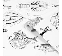 Contour White Monochrome Effect Ocean Life Smooth Wallpaper