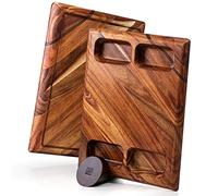 Contour Wood Cutting Board - Large Acacia Butcher Block Chopping Board for Kitchen w/Stand, Sustainable Wood, Juice Groove - Doubles as 4 Compartment Serving Board - Apace Living (43 x 33 x 3,8 cm)