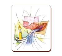 Contoured MDF magnet with digital gold depicting the baptismal symbolism - Size 4 x 6 x 1 cm