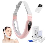 ContourFlex 4 in 1 Massager for Face, Facial Sculpting Device for Double Chin,Remote Control Operation,5 Modes & 15 Intensities, Give You a Hydrated and Smooth Little V Face (Pink)