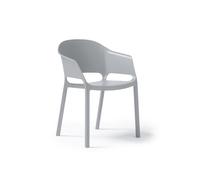 Contra one piece polypropylene chair with integrated arms in pearl grey