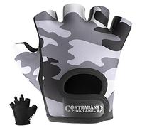 Contraband Pink Label 5217 Women's Design Series Camo Print Lifting and Rowing Gloves (Pair) - Lightweight Vegan Medium Padded Microfiber Amara Leather w/Griplock Silicone (Gray, Small)