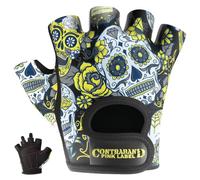 Contraband Pink Label 5237 Designer Series Workout Gloves for Women | Sugar Skull Print Weight Lifting Gloves for Women w/ Grip-Lock Padding | Gym Gloves for Women w/ Medium Padding