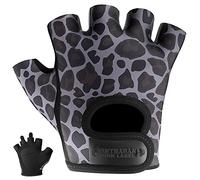 Contraband Pink Label 5297 Womens Design Series Leopard Print Lifting Gloves (Pair) - Lightweight Vegan Medium Padded Microfiber Amara Leather w/Griplock Silicone (Charcoal Gray, Small)