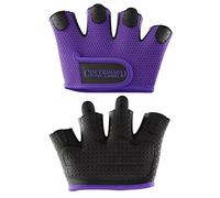 Contraband Pink Label 5537 Womens Micro Weight Lifting Gloves w/Grip-Lock Silicone Padding (Pair) - Minimalist Half Gloves - Apple Watch Friendly (Purple, Small)
