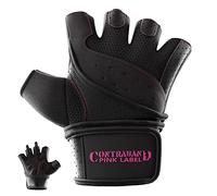 Contraband Pink Label 5737 Womens Padded Wrist Wrap Weight Lifting Gloves w/GripLock Padding (Pair) - Machine Washable Fingerless Workout Gloves w/Wrist Support Designed for Women (Black, Small)