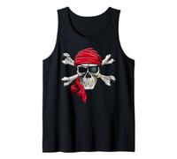 Contraband - Pirate - Red Bandana - Skull & Bones Logo Tank Top