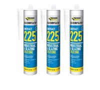 Contract 225 Industrial & Glazing Silicone Sealant, Translucent Colour, 295ml, Pack of 3
