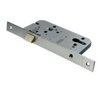 Contract DIN Euro Profile Nightlatch Square Forend Satin Stainless Steel