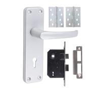 Contract Door Lock Set Complete Pack SAA, Aluminium, 154 x 40mm