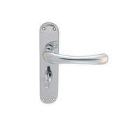 Contract Lever on Backplate Satin Chrome Finish Solid Zinc Handle Set for High-Use Internal Doors (Bathroom, Polished Chrome)