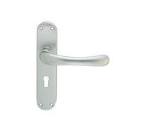 Contract Lever on Backplate Satin Chrome Finish Solid Zinc Handle Set for High-Use Internal Doors (Lock - Standard, Satin Chrome)