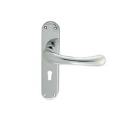 Contract Lever on Backplate Satin Chrome Finish Solid Zinc Handle Set for High-Use Internal Doors (Lock - Standard, Polished Chrome)