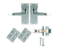 Contract Victorian Straight Latch Pack Complete Internal Door Handle and Latch Set Traditional Style for Residential and Commercial Doors (Polished Chrome)