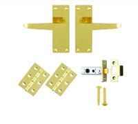 Contract Victorian Straight Latch Pack Complete Internal Door Handle and Latch Set Traditional Style for Residential and Commercial Doors (Electro Brassed)