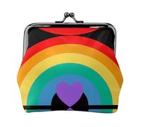Contracted The Rainbow Women's Leather Kiss Lock Pouch â€“ Stylish Small Zipper-Free Wallet for Coins, Cards, Makeup & Essentials â€“ Compact & Lightweight Design for Daily Use, Travel & Gifting