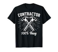 Contractor 100% Busy Funny Construction Worker Builder Gifts T-Shirt